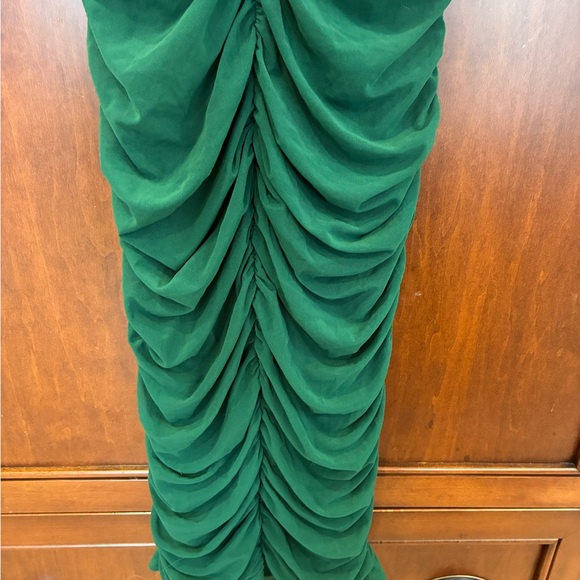 Pretty Garden Green Off-Shoulder Ruched Dress - Picture 7 of 10